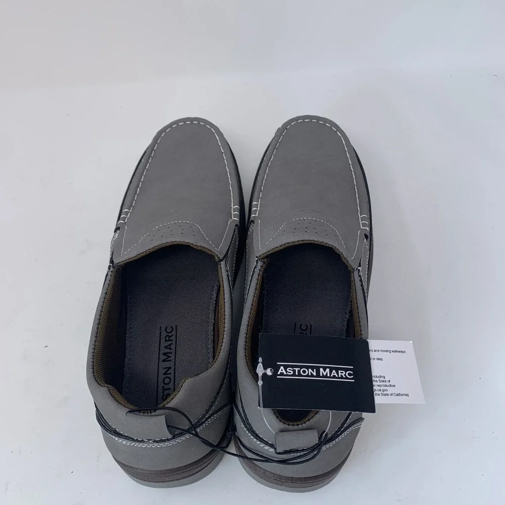 Aston Marc Newport H-7042 Loafers Men's 9 Gray Moc Toe Casual Slip On Shoes 8104